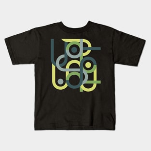 Green geometric pattern abstract mid century Kids T-Shirt